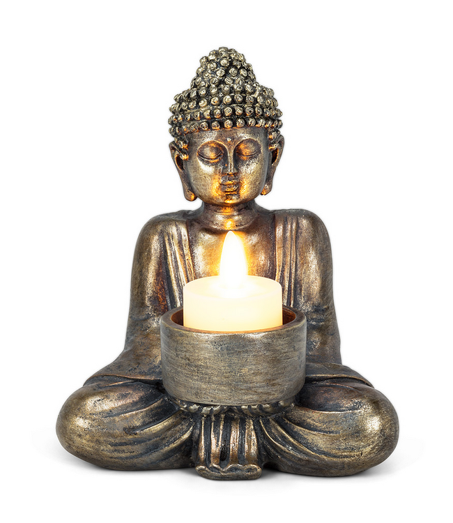 Silver Sitting Buddha Tealight Holder