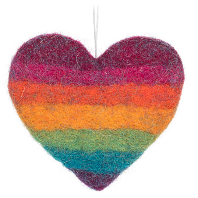 Rainbow Stripe Heart Ornament