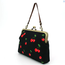 Cherry Kisslock Linen Bag