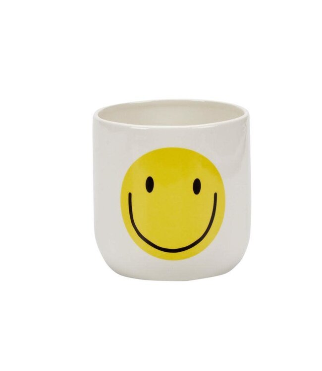 Happy Face Ceramic Planter 4.2"D