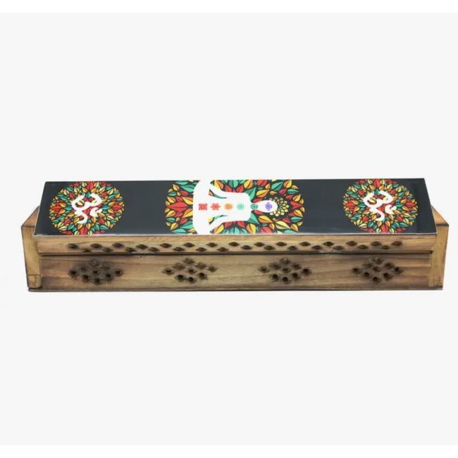 7 Chakras and OM Wooden Coffin Box