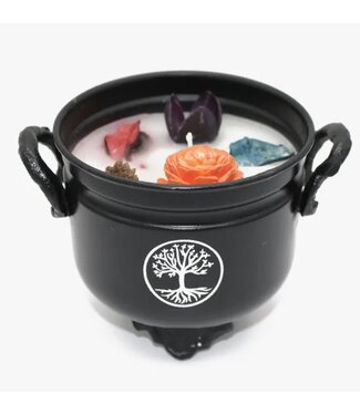 Designs by Deekay Inc. Tree of Life Cauldron White Sage Candle with Flowers Herb
