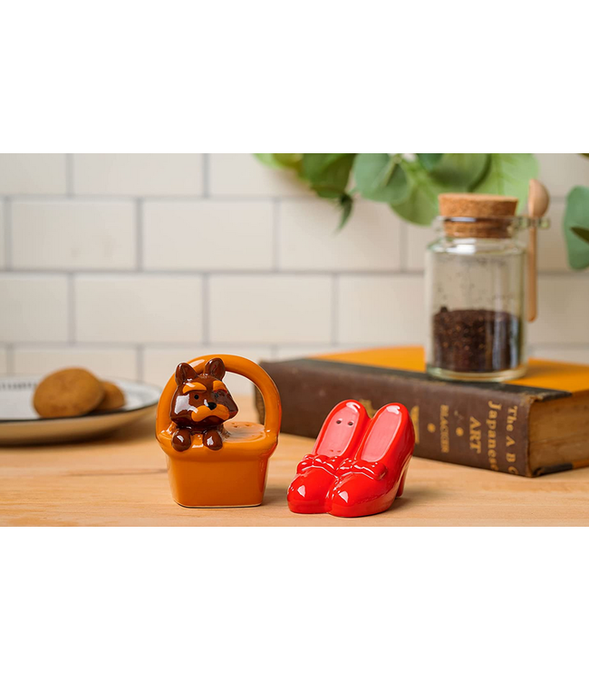 Wizard of Oz Ruby Slipper Toto Ceramic Salt and Pepper Shake Ziya Blue