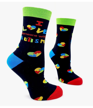 Fabdaz I Love Someone With Autism Women's Crew Socks