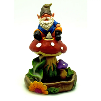 Fantasy Gifts Gnome on Mushroom Back Flow Incense Burner