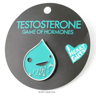 I Heart Guts Testosterone Art Enamel Pin- Game of Hormones