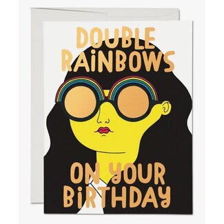 Red Cap Cards Double Rainbows Birthday Card