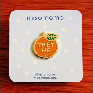 Misomomo Pronoun Orange Pin They/He