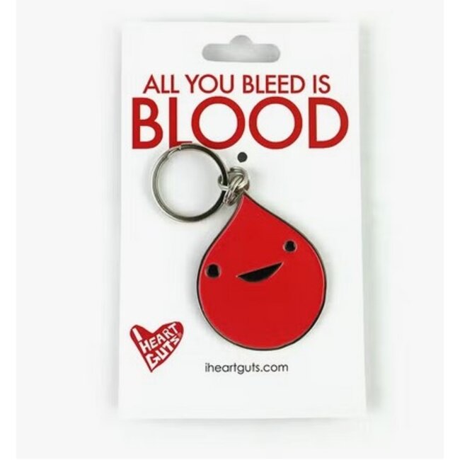 I Heart Guts Blood Drop Enamel Keychain