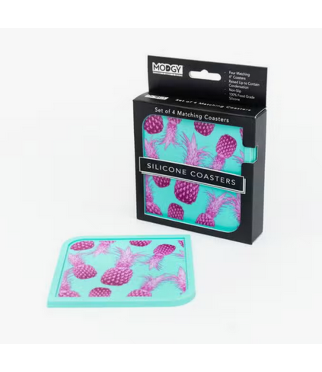 Set of 4 Silicone Coasters- Tropikal