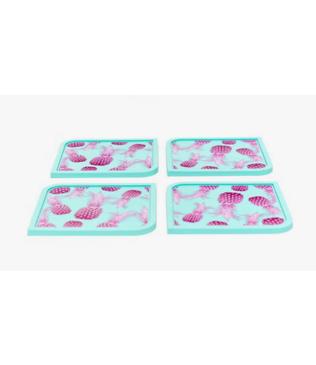Set of 4 Silicone Coasters- Tropikal