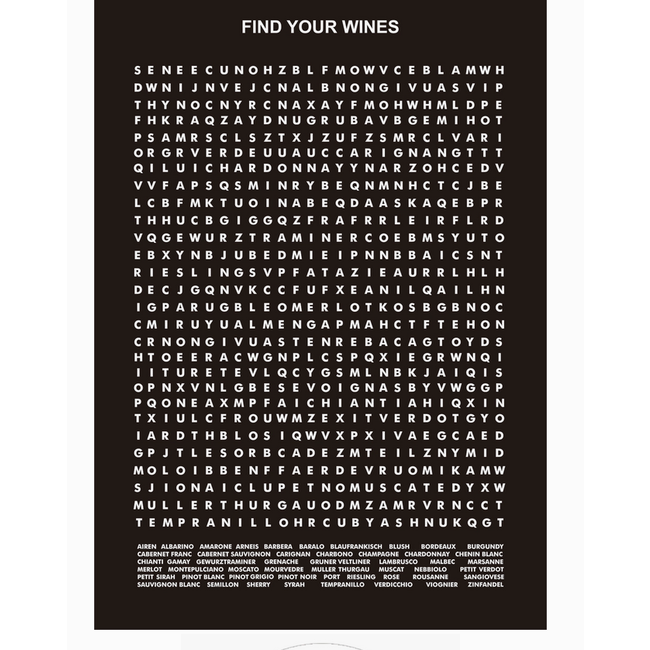 Find Your Wine Word Search Puzzle Poster