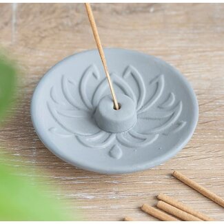 Something Different Grey Lotus Terracotta Incense Plate