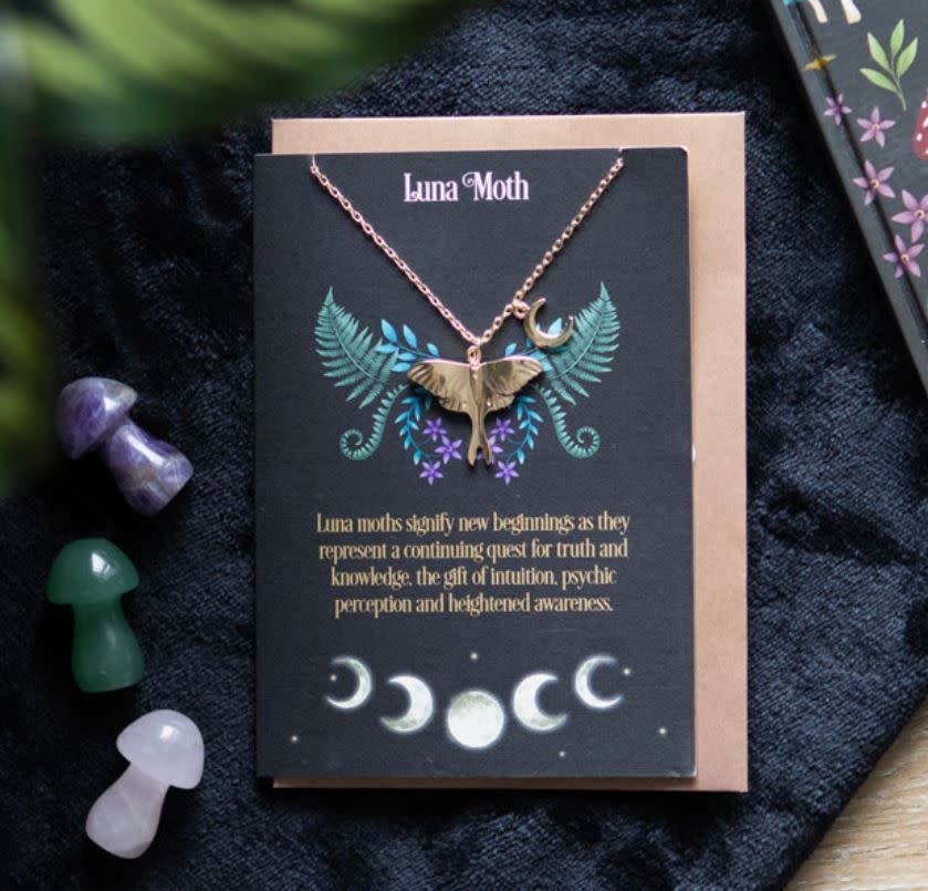 Luna Moth Necklace on Greeting Card