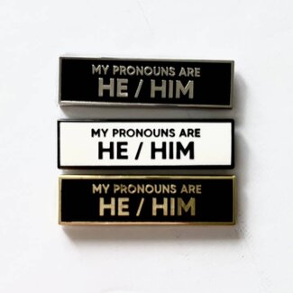 Retrophiliac He/Him Pronoun Pin - Silver/Black