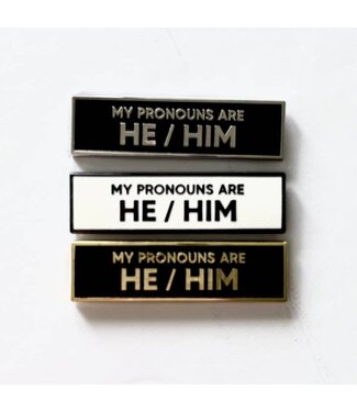 Retrophiliac He/Him Pronoun Pin - Silver/Black