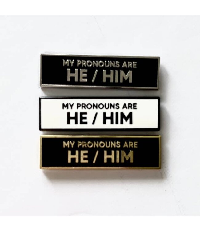 He/Him Pronoun Pin - Silver/Black