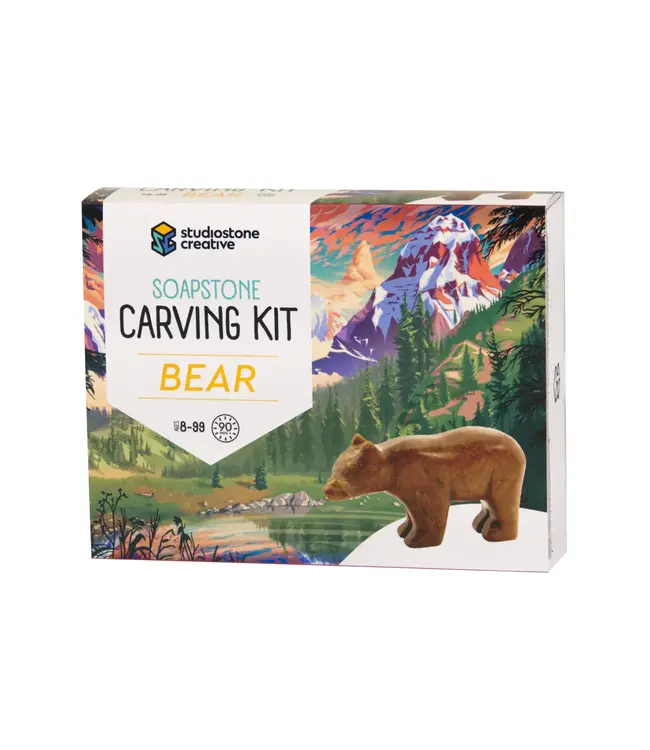 Studiostone Creative Soapstone Bear Carving Kit Ziya Blue