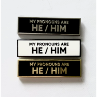 Retrophiliac He/Him Pronoun Pin - Gold/Black