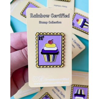 Rainbow Certified Non-Binary Cupcake Pin