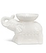 White Ornate Elephant Oil Burner