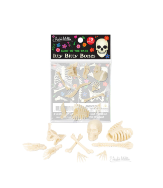 Archie McPhee Itty Bitty Glow Bones Figurines- Bag of 10