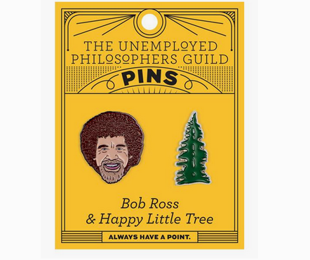 Bob Ross & Tree Enamel Pins Set