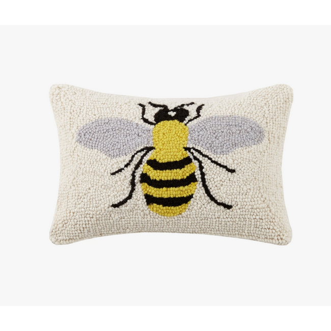 Bee Hook Pillow: Whimsical 12x8 Rectangular Lumbar Accent