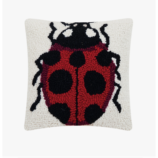 Ladybug Hook Pillow: Charming 10x10" Accent for Playful Decor