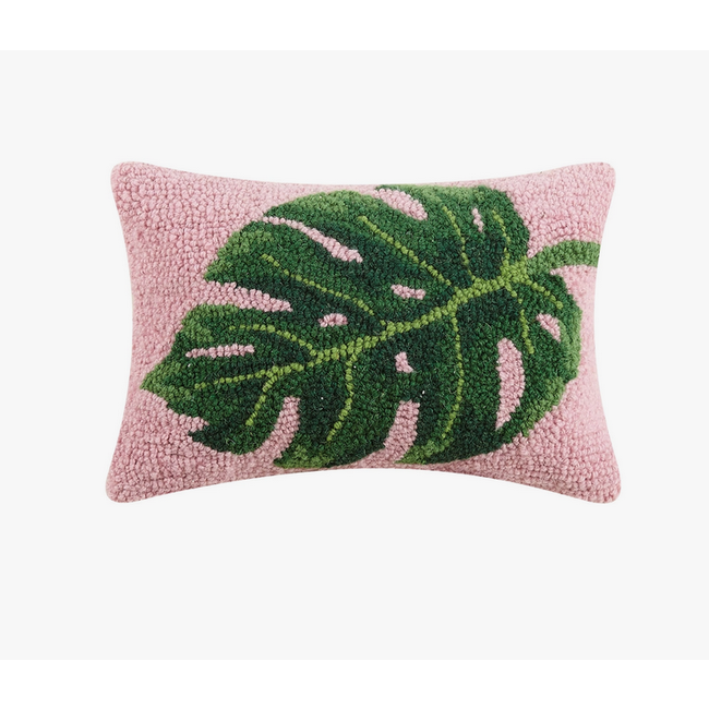 Palm Leaf Hook Pillow: Tropical Elegance in 8x12 Inches