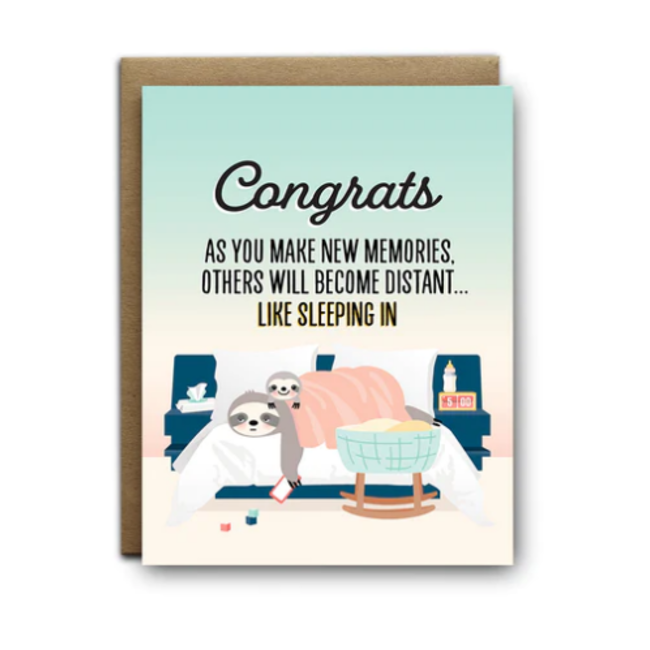 Sleeping in, Distant Memory - New Baby Card