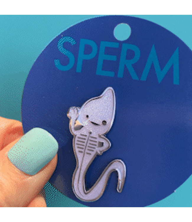 I Heart Guts Sperm Sparkly Enamel Pin