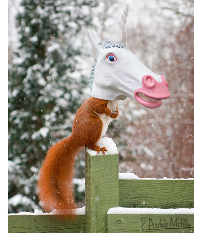 Squirrel Feeder - Unicorn Head: Whimsical Outdoor Décor