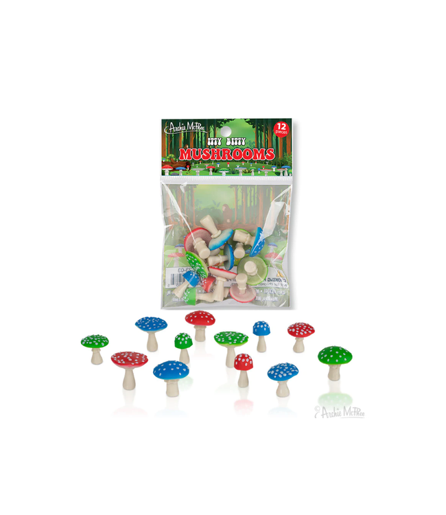 Itty Bitty Mushrooms - Bag of 12: Miniature Fungi Collection