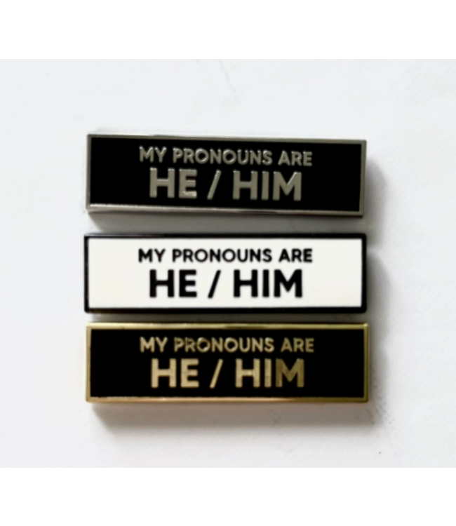 He/Him Pronoun Pin - Silver/Black