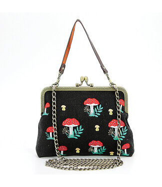 Comeco Inc. Mushroom Kiss Lock Bag- Black