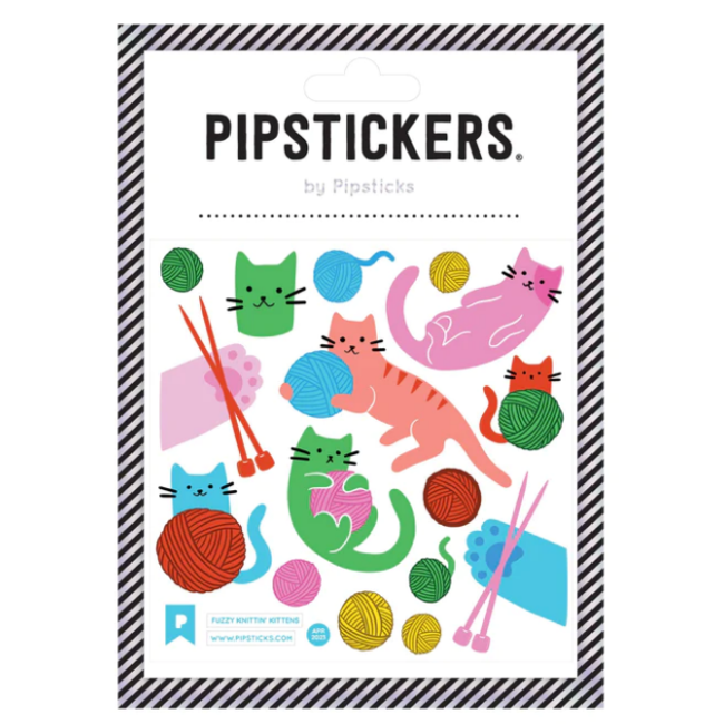 Fuzzy Knittin' Kittens Stickers - Pipsticks