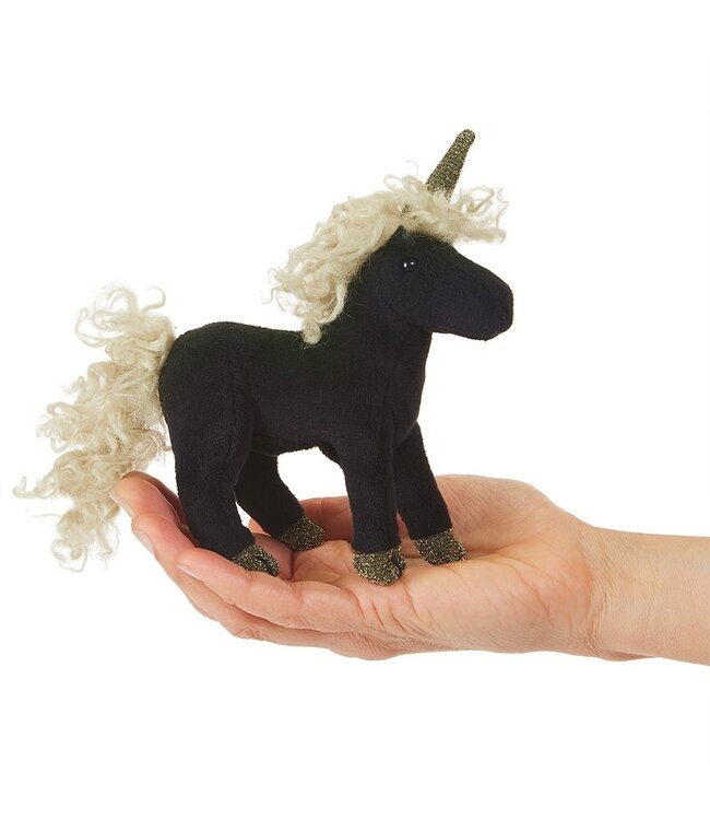 Mini Black Unicorn Finger Puppet