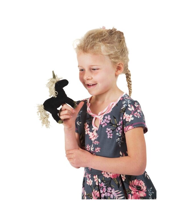 Mini Black Unicorn Finger Puppet
