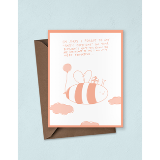 juko and friends Forgetful Bee Birthday Greeting Card