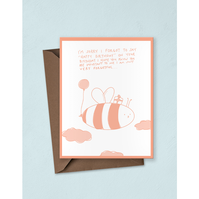 Forgetful Bee Birthday Greeting Card