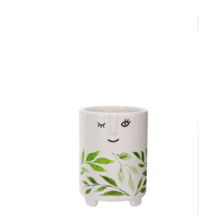 Ganz Tall Face Planter With Leaf Pattern