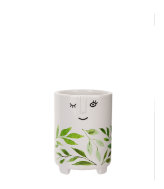 Ganz Tall Face Planter With Leaf Pattern