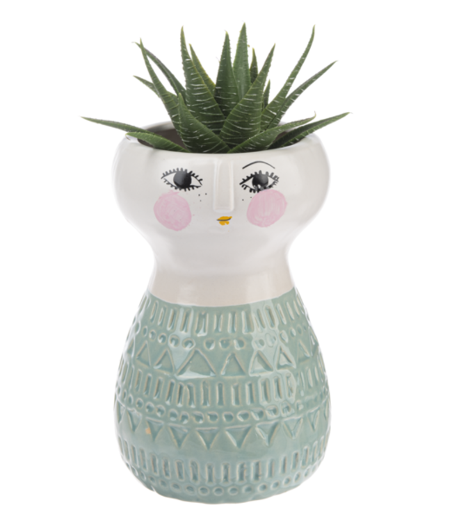 Hour Glass Peep Pot: Stylish Stoneware Planter
