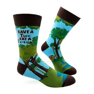 Fabdaz Save Trees Eat a Beaver Crew Socks