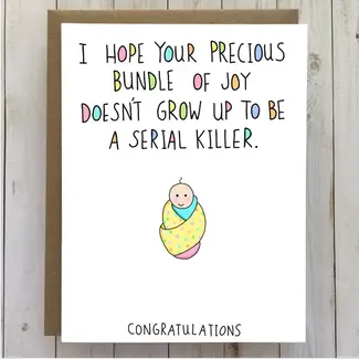 Bangs & Teeth Bundle of Joy Serial Killer Baby Card