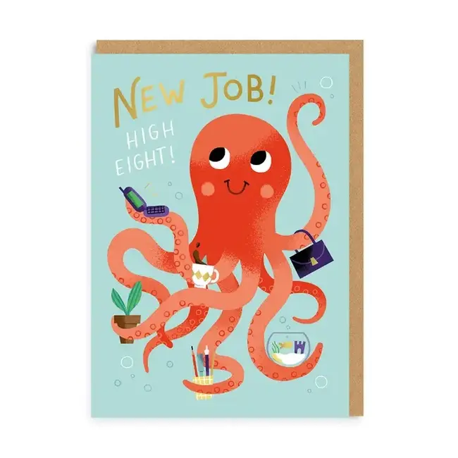 Octo-job-tastic: New Job Greeting Card