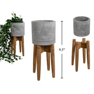 CTG Brands Inc. Concrete Planter with Wood Stand