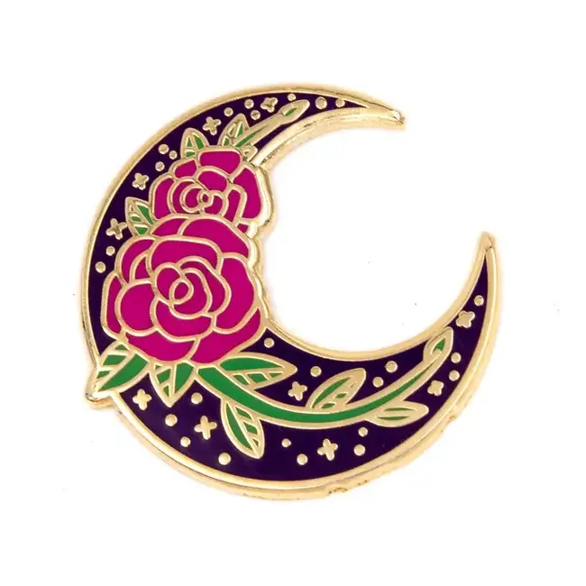 Mystical Glow: Rose Moon Enamel Pin