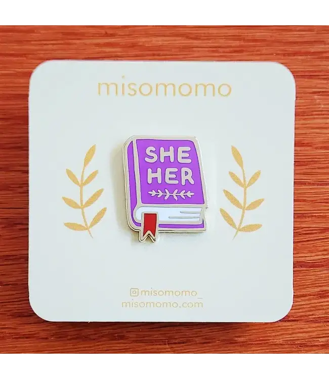 She/Her Bookish Charm: Pronoun Pin